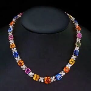 Elegant 114 c.t.w. Sapphire Gemstone Necklace set in 925 Sterling Silver